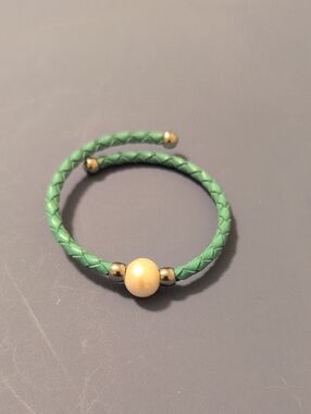 Cultured Pearl And Teal Wrap Bracelet